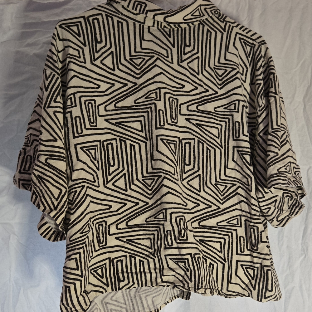 Eloquii Black and White Casual Button Down Shirt - Picture 2 of 3